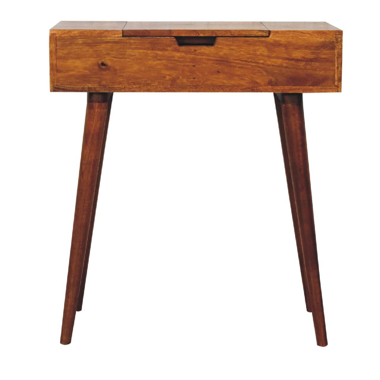 Artisan Furniture Solid Wood Mini Chestnut Fold Vanity, 4 Storage compartments with mirror, Brown