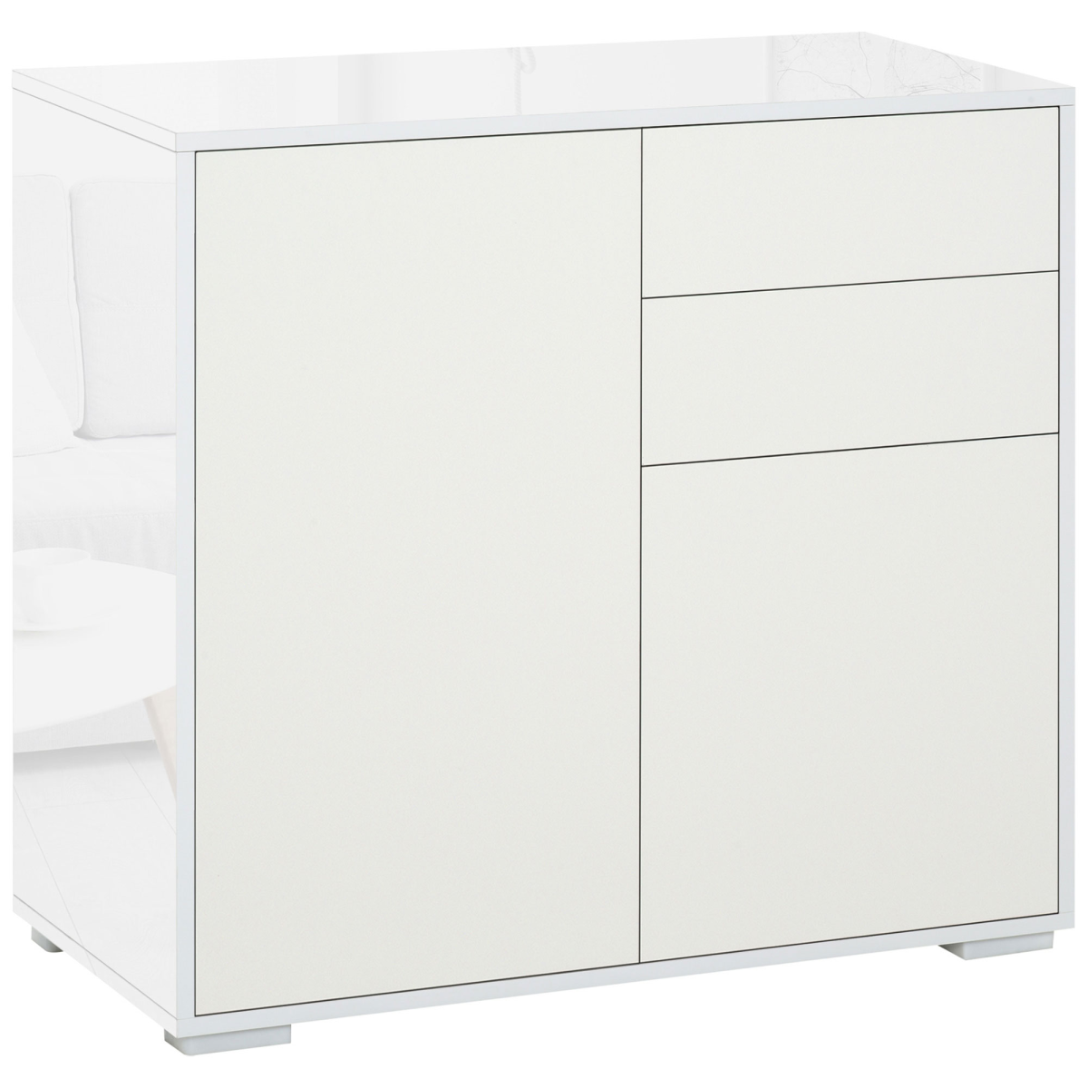 Side Cabinet with 2 Door Cabinet and 2 Drawer for Home Office White