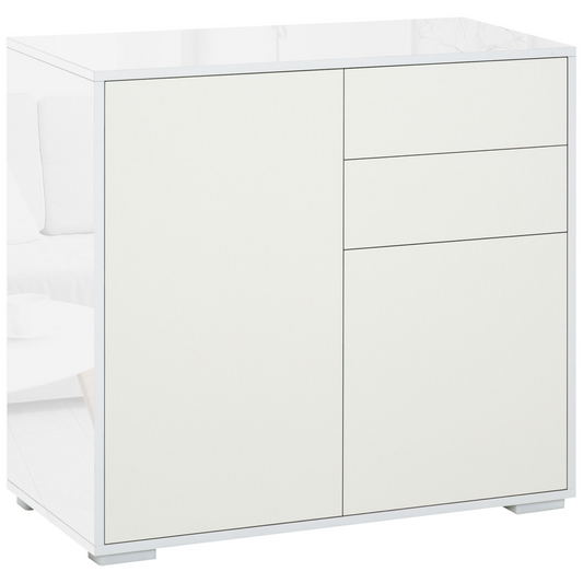 Side Cabinet with 2 Door Cabinet and 2 Drawer for Home Office White