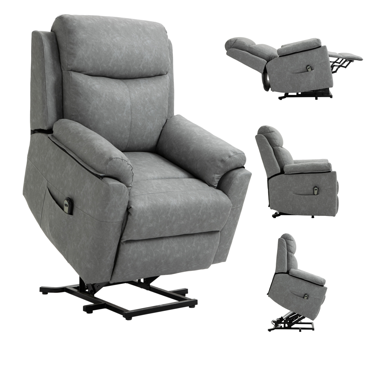 Power Lift Chair Electric Riser Recliner with Remote Control, Grey HOMCOM