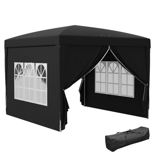 3mx3m Pop Up Gazebo Party Tent Canopy Marquee with Storage Bag Black