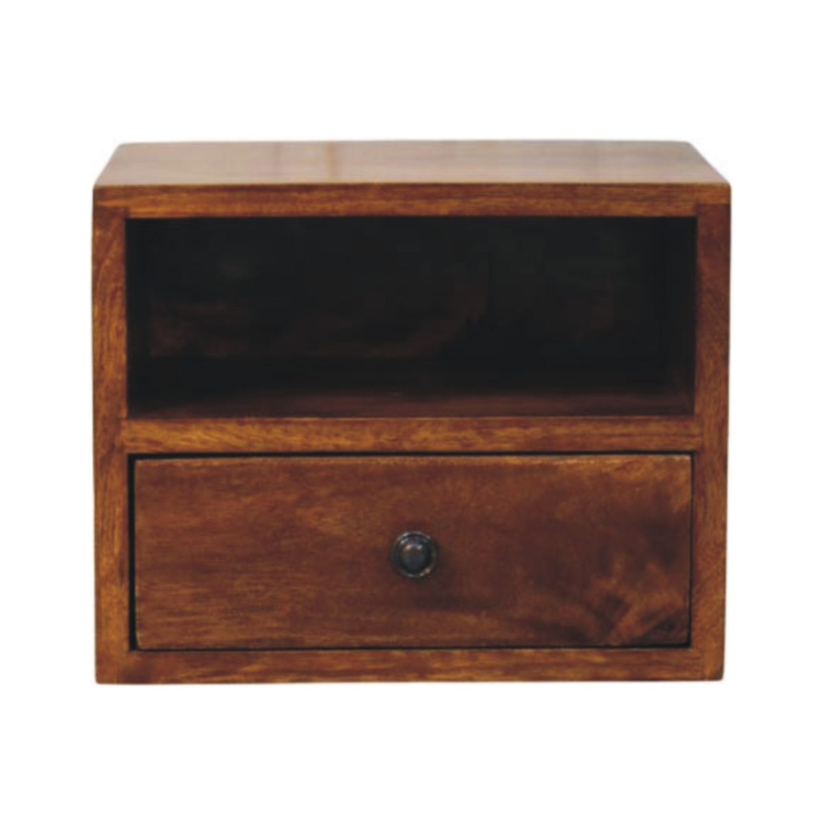 Artisan Furniture Solid Wood Solis 1-Drawer Chestnut Wall Mounted Nightstand, 1 Shelf, Brown