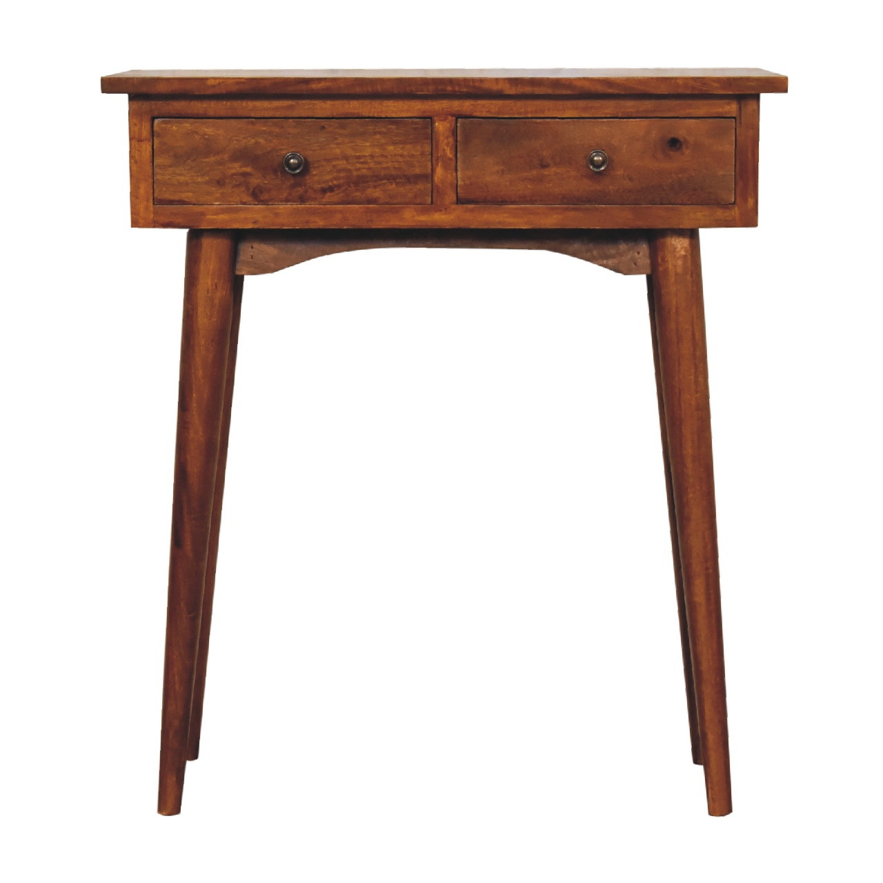 Artisan Furniture Solid Wood Mini Chestnut Hallway Console, 2 Drawers, Dark Brown