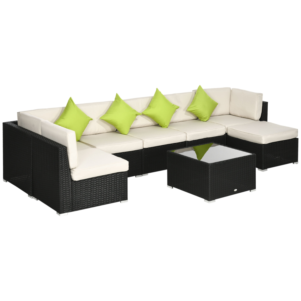 Outsunny 8 Pieces Patio Rattan Sofa Set Garden Furniture Set for Outdoor Black