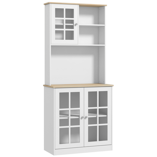 183cm Sideboard Grid Glass Doors Shelves Kitchen  72" Solid w/Glass Door