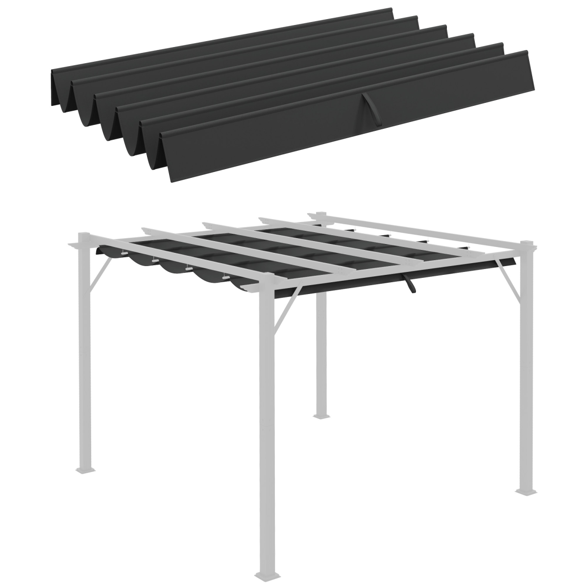 Pergola Shade Cover for 3 x 3m Pergola, Replacement Canopy Fabric Only, Grey