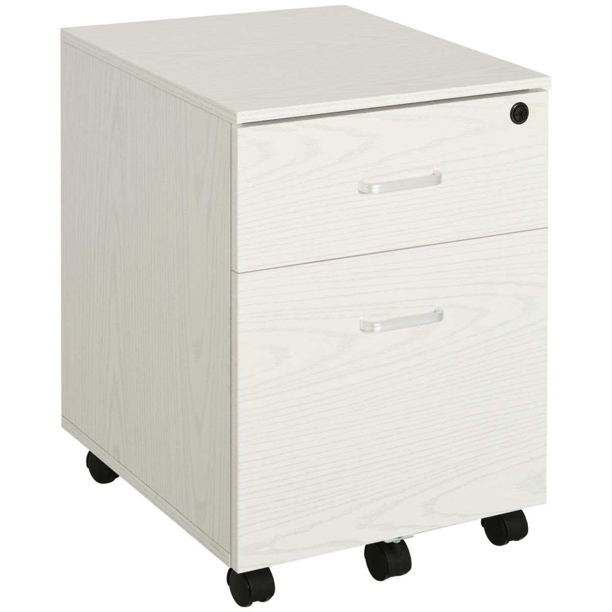 2-Drawer Locking Office Filing Cabinet 5 Wheels Rolling Storage White Vinsetto