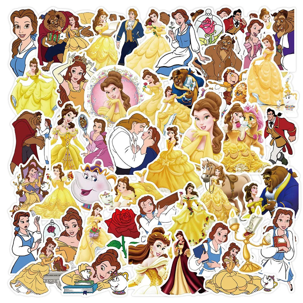 MINISO Waterproof Cartoon Stickers - Fun Disney Beauty & the Beast Decals