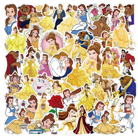 MINISO Waterproof Cartoon Stickers - Fun Disney Beauty & the Beast Decals