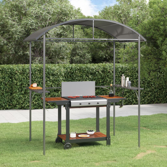 vidaXL BBQ Gazebo with Side Shelves Anthracite 220x115x230 cm Steel
