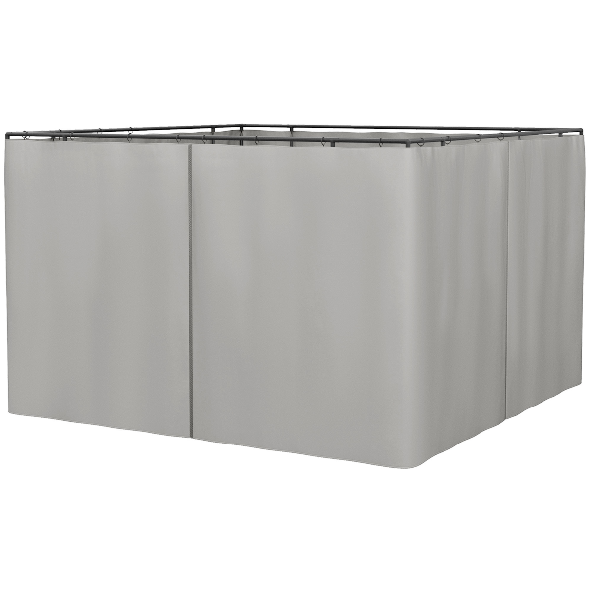 3 x 3m Gazebo Replacement Sidewall Set with 4 Panels, Hooks/C-Rings  Light Grey