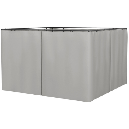 3 x 3m Gazebo Replacement Sidewall Set with 4 Panels, Hooks/C-Rings  Light Grey