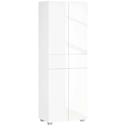 4-Door Kitchen Cupboard Freestanding Storage Cabinet w/ Shelves & Drawers White
