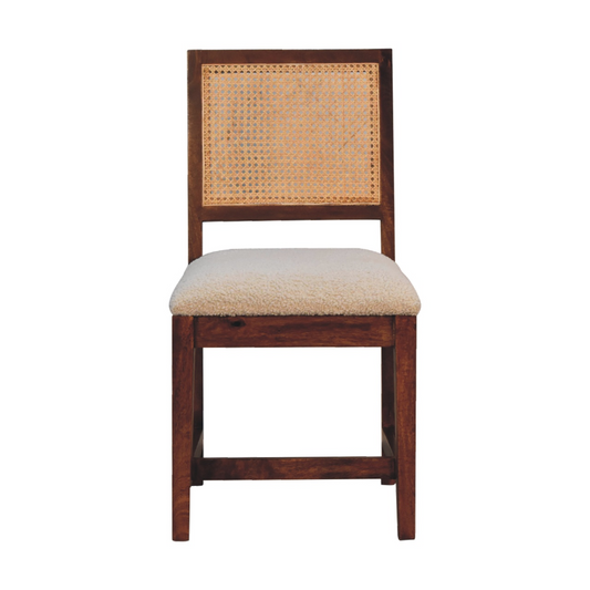 Artisan Furniture Cream Rattan Chair, Upholstered, Brown & Cream