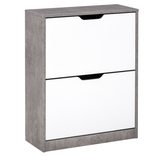 Two Drawer Shoe Cabinet Home Storage Organiser  Groove Handles Hallway HOMCOM