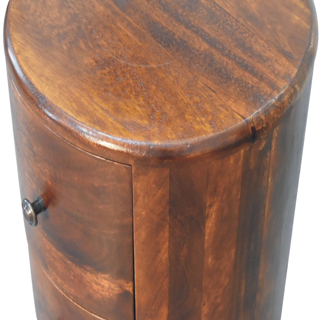 Artisan Furniture Solid Wood Chestnut Drum Chest, 3 Drawers, Dark Brown