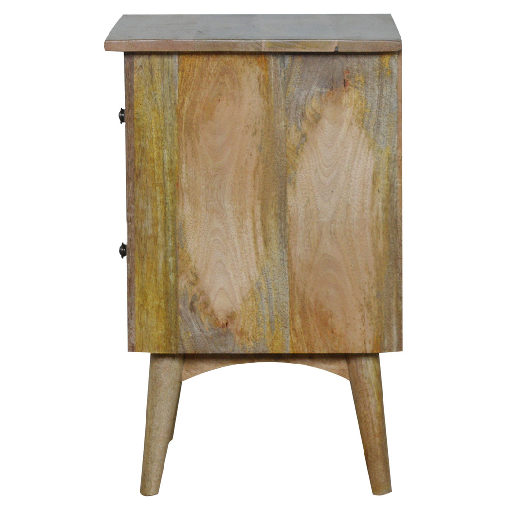 Artisan Furniture Solid Wood Nordic Style Bedside with 2 Drawers, Brown Color