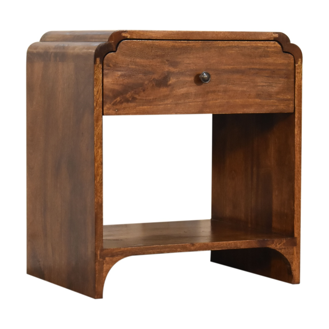 Artisan Furniture Solid Wood Newton Bedside, 1 Drawer, 1 Open Slot, Brown