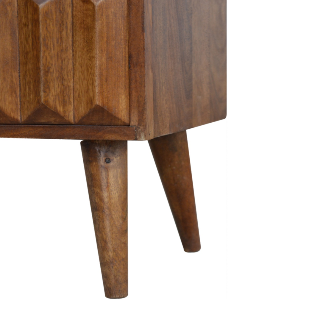 Artisan Furniture Solid Wood Chestnut Prism Sliding Media Unit, 1 Open Slot, 1 Side Sliding Door, Dark Brown