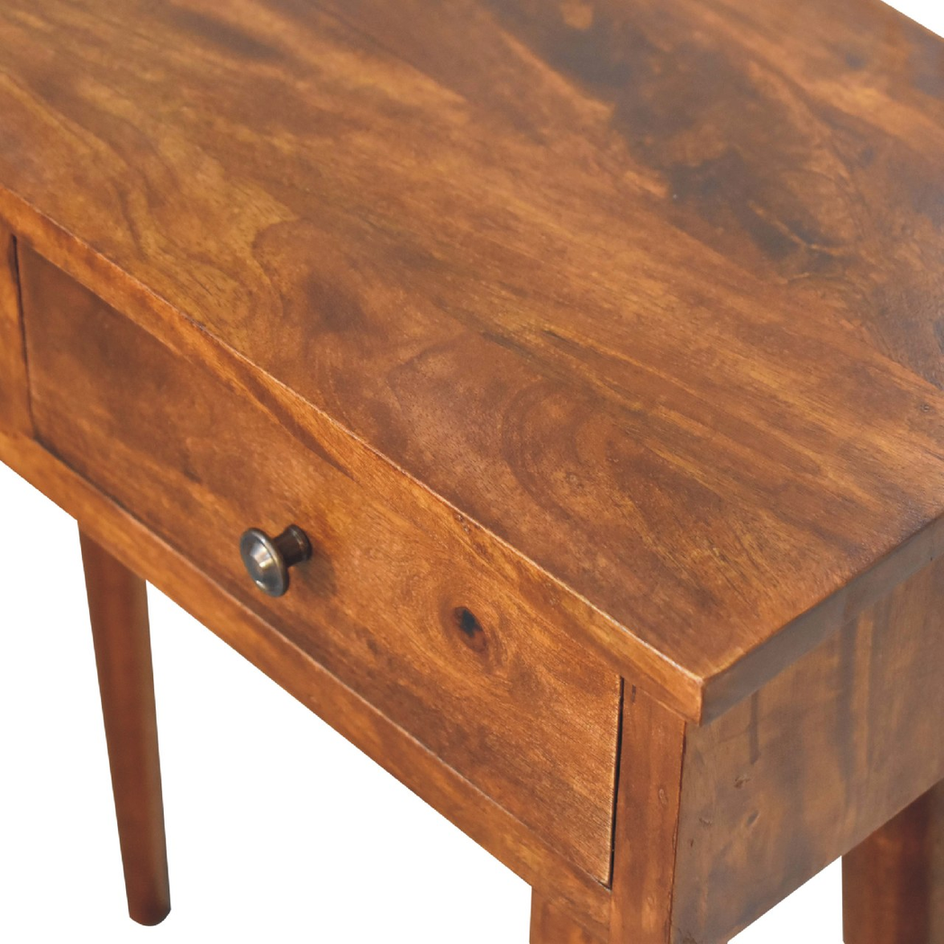 Artisan Furniture Solid Wood Mini Chestnut Hallway Console, 2 Drawers, Dark Brown