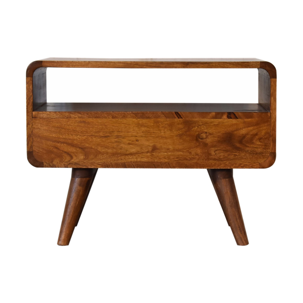 Artisan Furniture Solid Wood Mini Chestnut Curved Media Unit with 2 Drawers, Brown, 2Drawers
