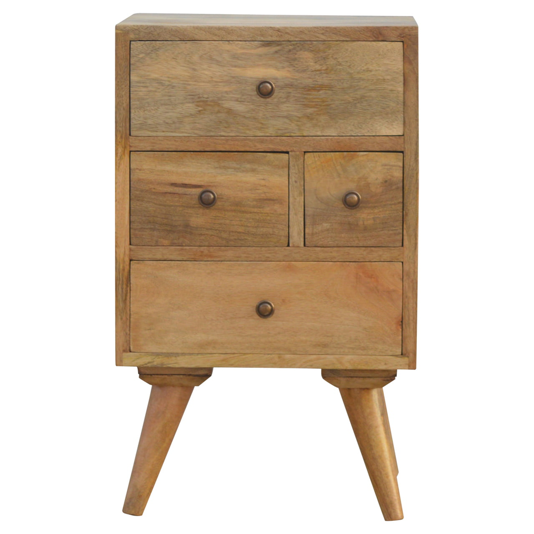 Artisan Furniture Solid Wood Wall Nordic Style 4 Drawer Multi Bedside, 4 Drawers, Brown