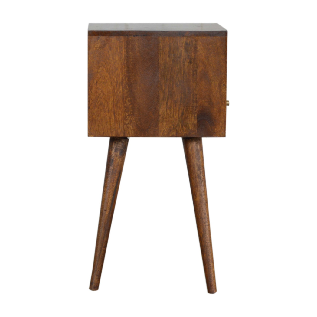 Artisan Furniture Solid Wood Mini Chestnut Bedside, 1 Drawer, 1 Open Slot, Brown