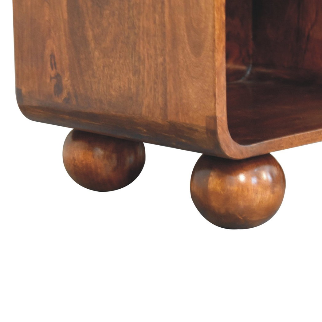 Artisan Furniture Solid Wood Chestnut Open Woven Bedside, 1 Drawer & 1 Shelf, Brown