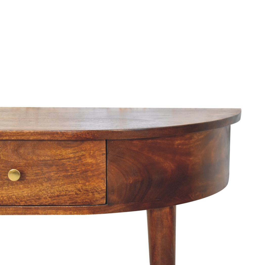 Artisan Furniture Solid Wood Backless Mounted Chestnut Console, 1 Drawer, Dark Brown
