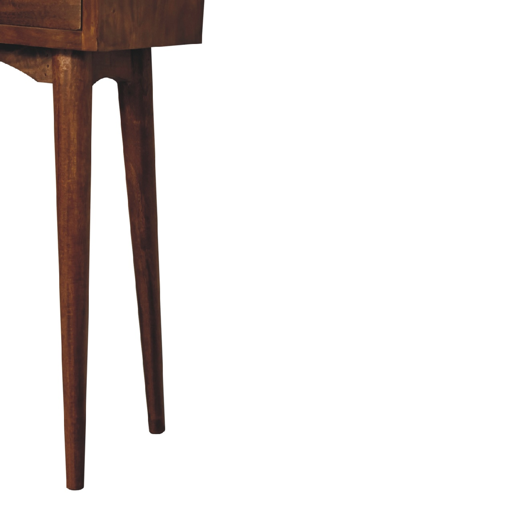 Artisan Furniture Solid Wood Mini Chestnut Hallway Console, 2 Drawers, Dark Brown