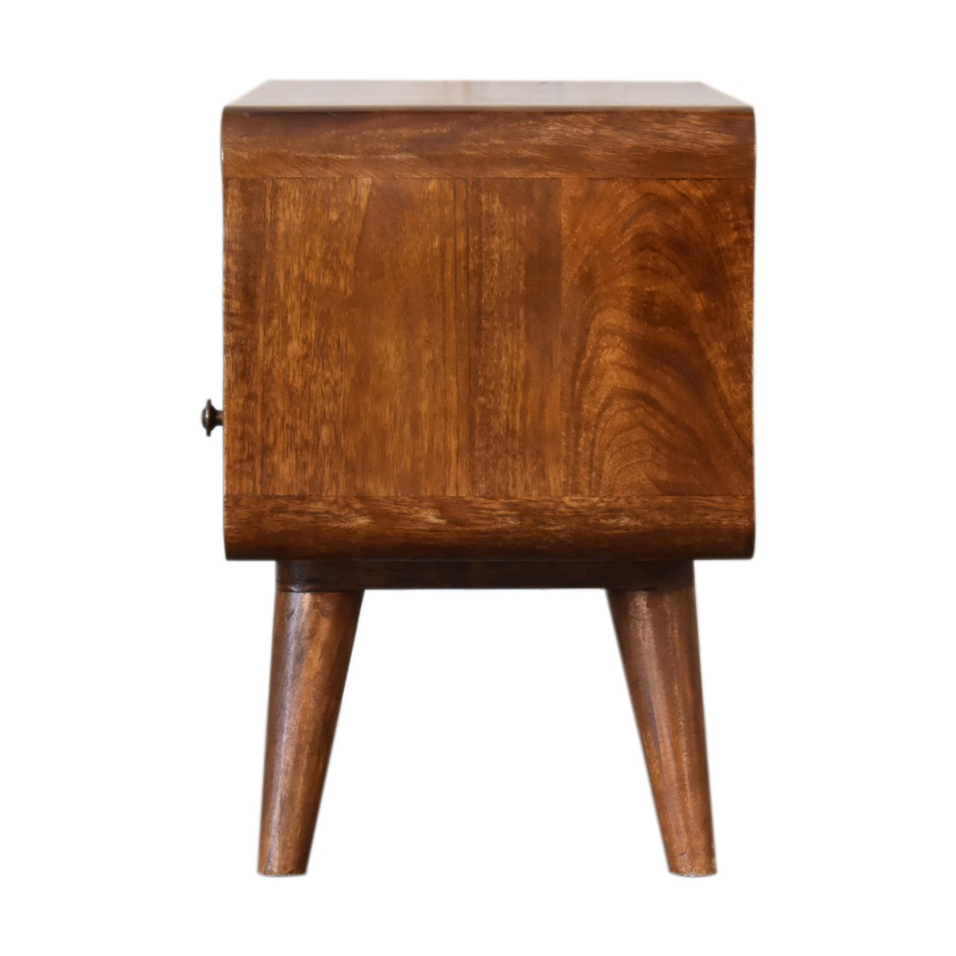 Artisan Furniture Solid Wood Mini Chestnut Curved Media Unit with 2 Drawers, Brown, 2Drawers