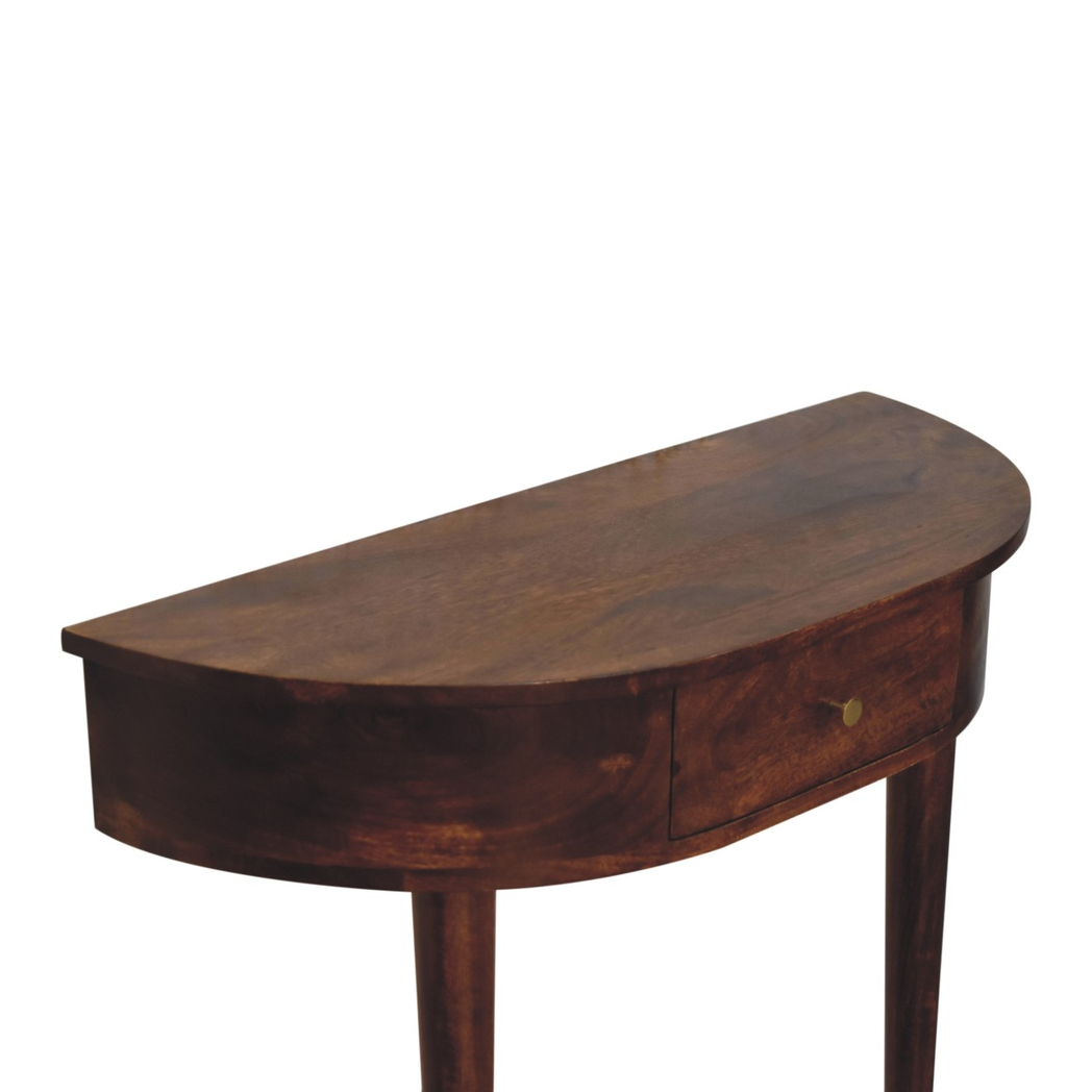 Artisan Furniture Solid Wood Backless Mounted Chestnut Console, 1 Drawer, Dark Brown