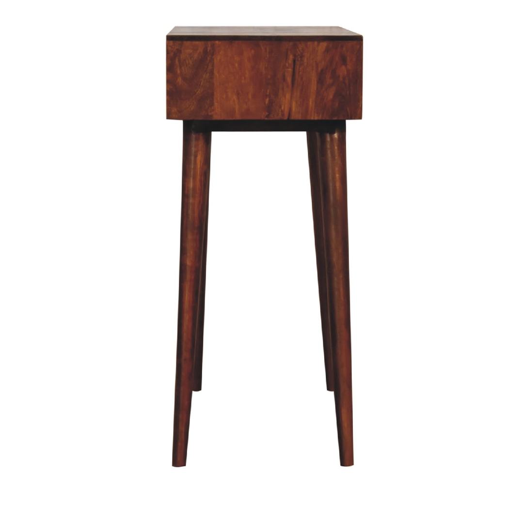 Artisan Furniture Solid Wood Mini Chestnut Fold Vanity, 4 Storage compartments with mirror, Brown