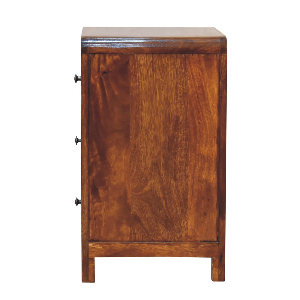 Artisan Furniture Solid Wood Aspen 3 Drawer Bedside, Dark Brown