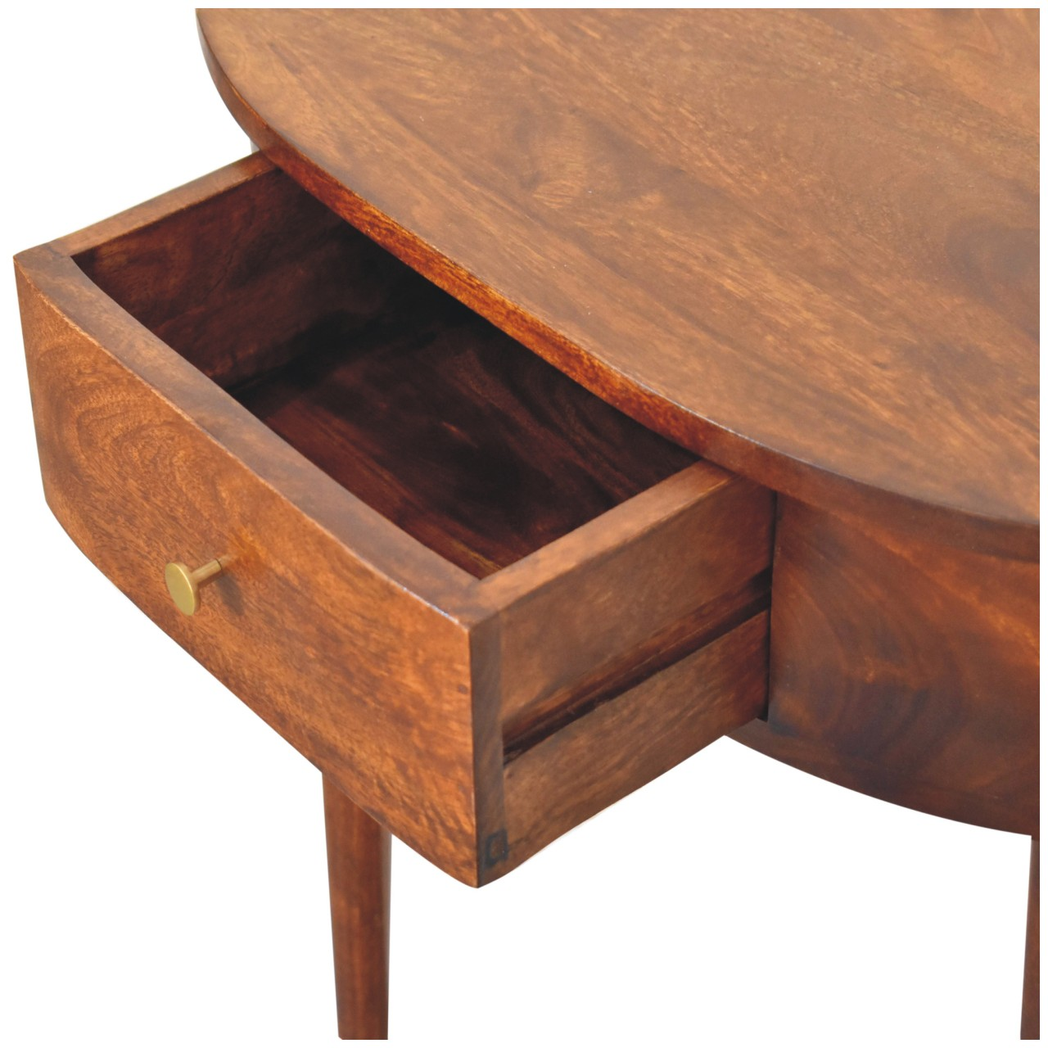 Artisan Furniture Solid Wood Backless Mounted Chestnut Console, 1 Drawer, Dark Brown