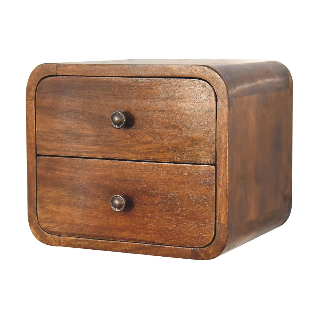 Artisan Furniture Solid Wood Floating Mini Chestnut Bedside, Brown, 2Drawers