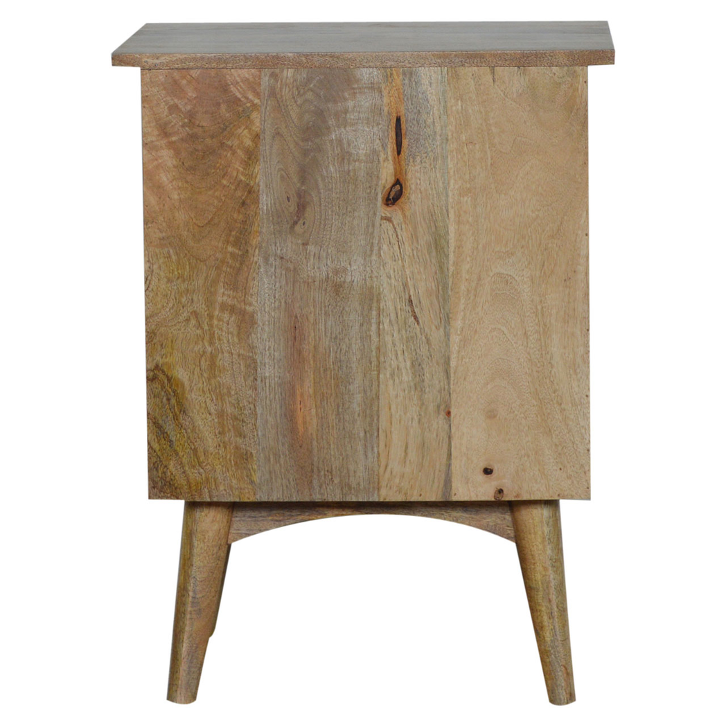Artisan Furniture Solid Wood Nordic Style Bedside with 2 Drawers, Brown Color