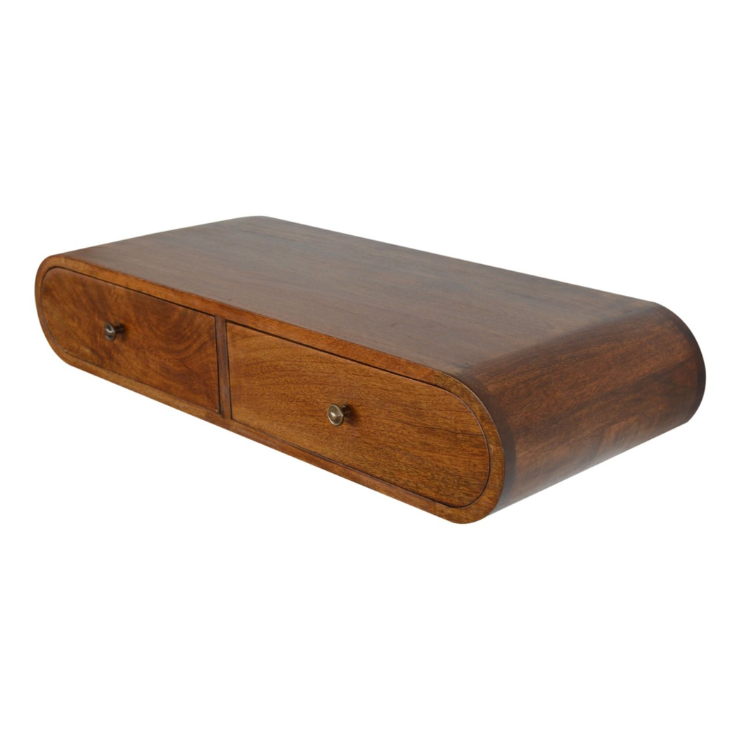 Artisan Furniture Solid Wood Floating Chestnut London Console, 2 Drawers, Dark Brown