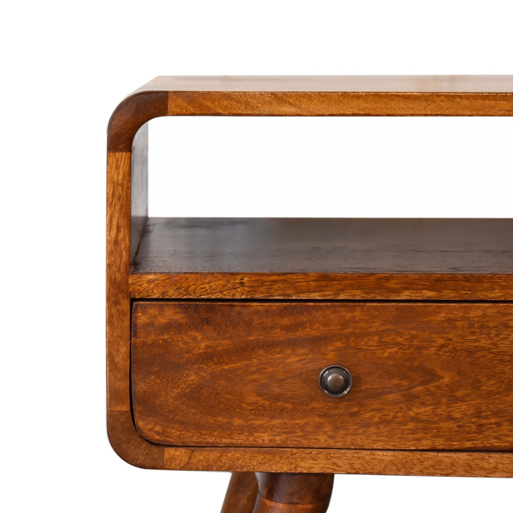 Artisan Furniture Solid Wood Mini Chestnut Curved Media Unit with 2 Drawers, Brown, 2Drawers