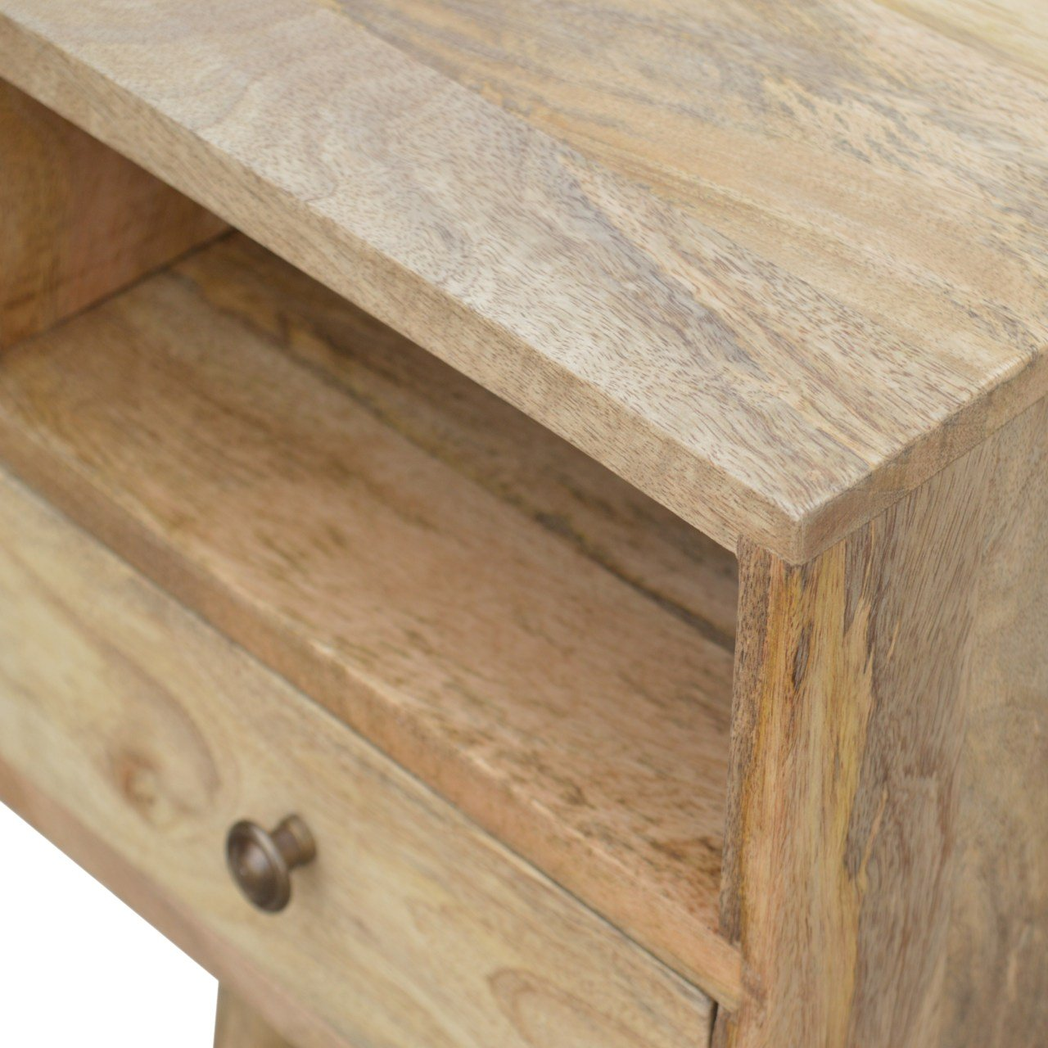 Artisan Furniture Solid Wood Mini Oak-ish Bedside, 1 Drawer, 1 Open Slot, Beige