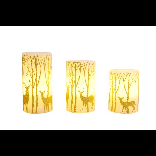 Christmas Woodland LED Pillar Candles ? Set of 3