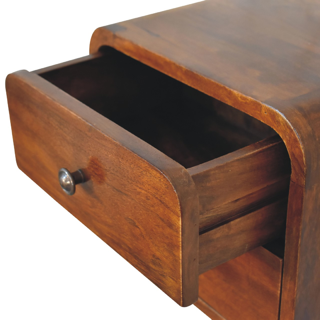 Artisan Furniture Solid Wood Floating Mini Chestnut Bedside, Brown, 2Drawers
