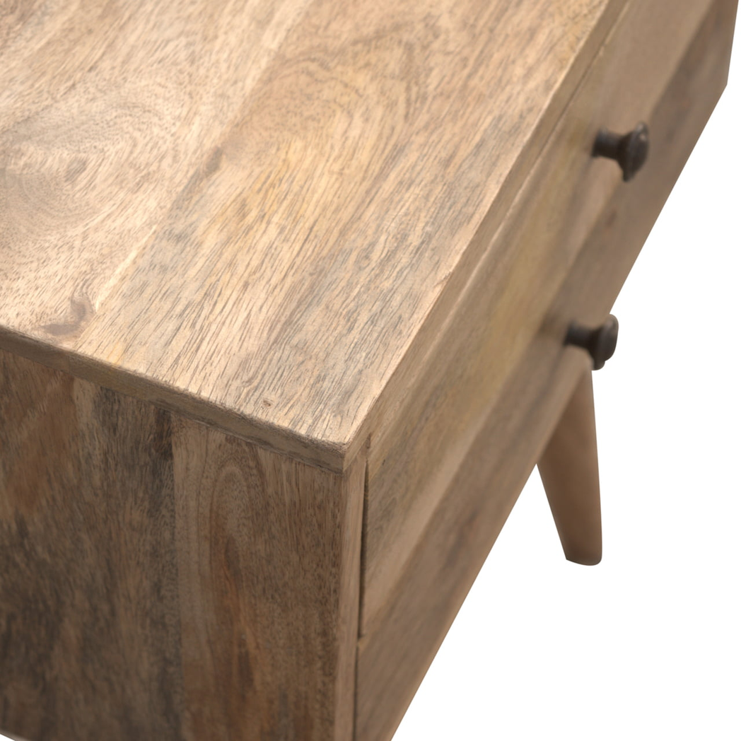 Artisan Furniture Solid Wood Modern Solid Wood Bedside, 2 Drawers, Beige