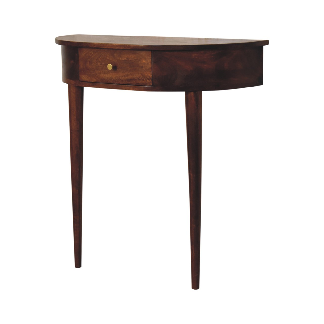 Artisan Furniture Solid Wood Backless Mounted Chestnut Console, 1 Drawer, Dark Brown