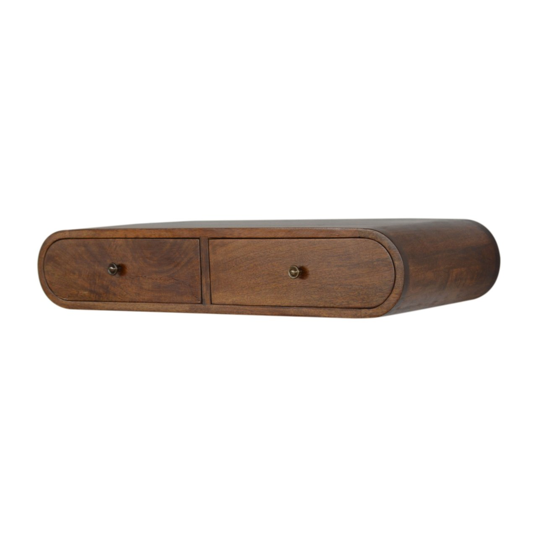Artisan Furniture Solid Wood Floating Chestnut London Console, 2 Drawers, Dark Brown