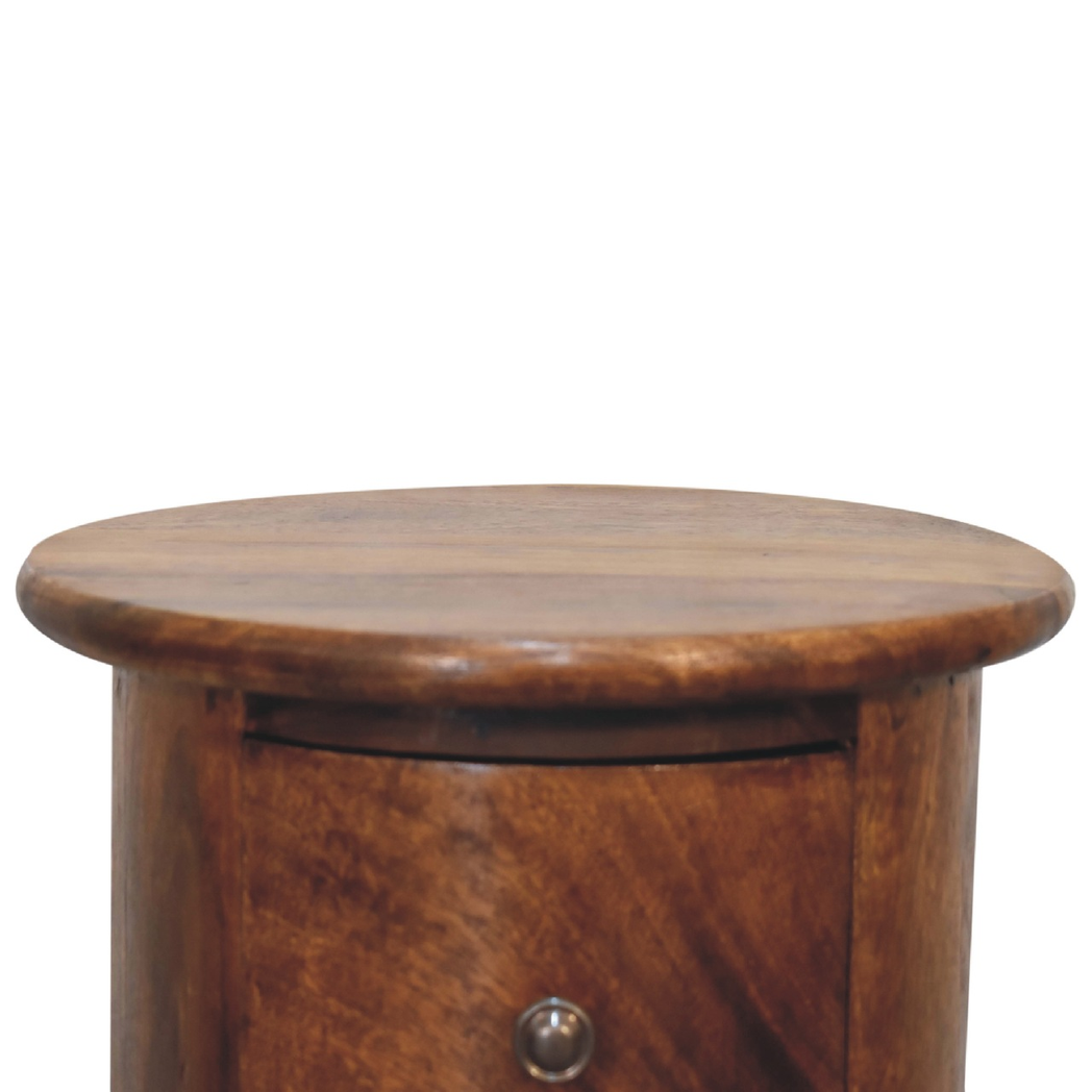 Artisan Furniture Solid Wood Mini Chestnut Drum Chest, 3 Drawers, Dark Brown