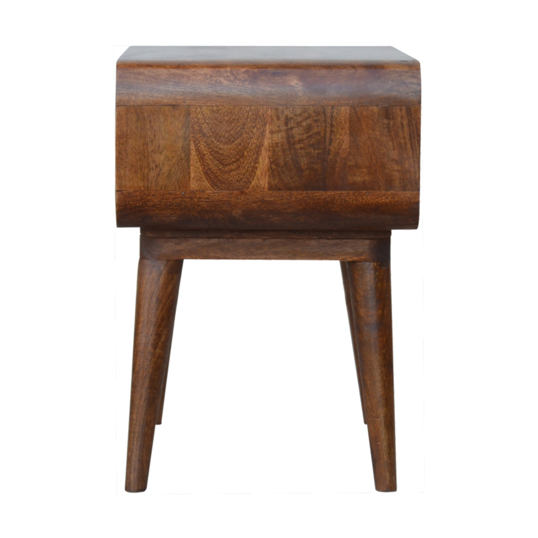 Artisan Furniture Solid Wood Curved Open Chestnut Bedside, Dark Brown, 1 Open Slot