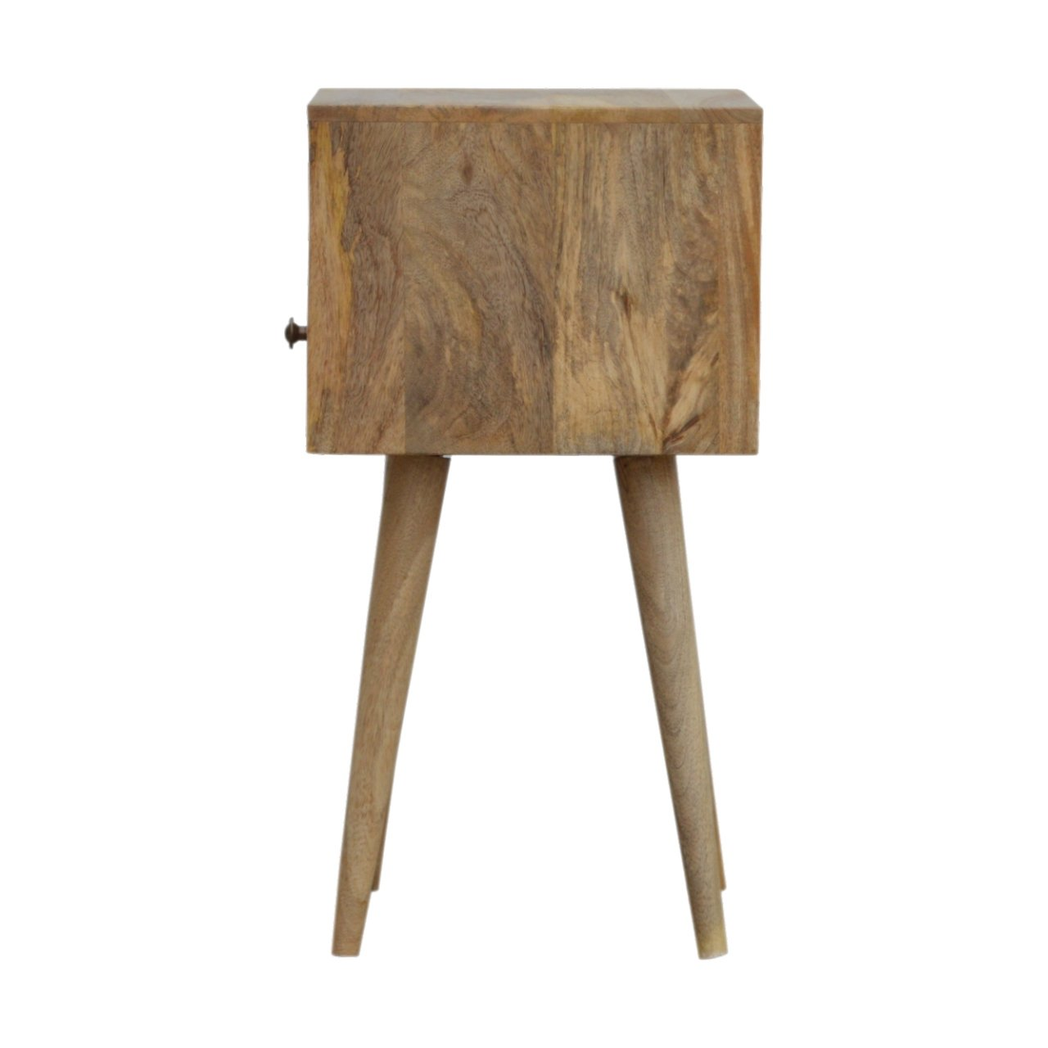 Artisan Furniture Solid Wood Mini Oak-ish Bedside, 1 Drawer, 1 Open Slot, Beige