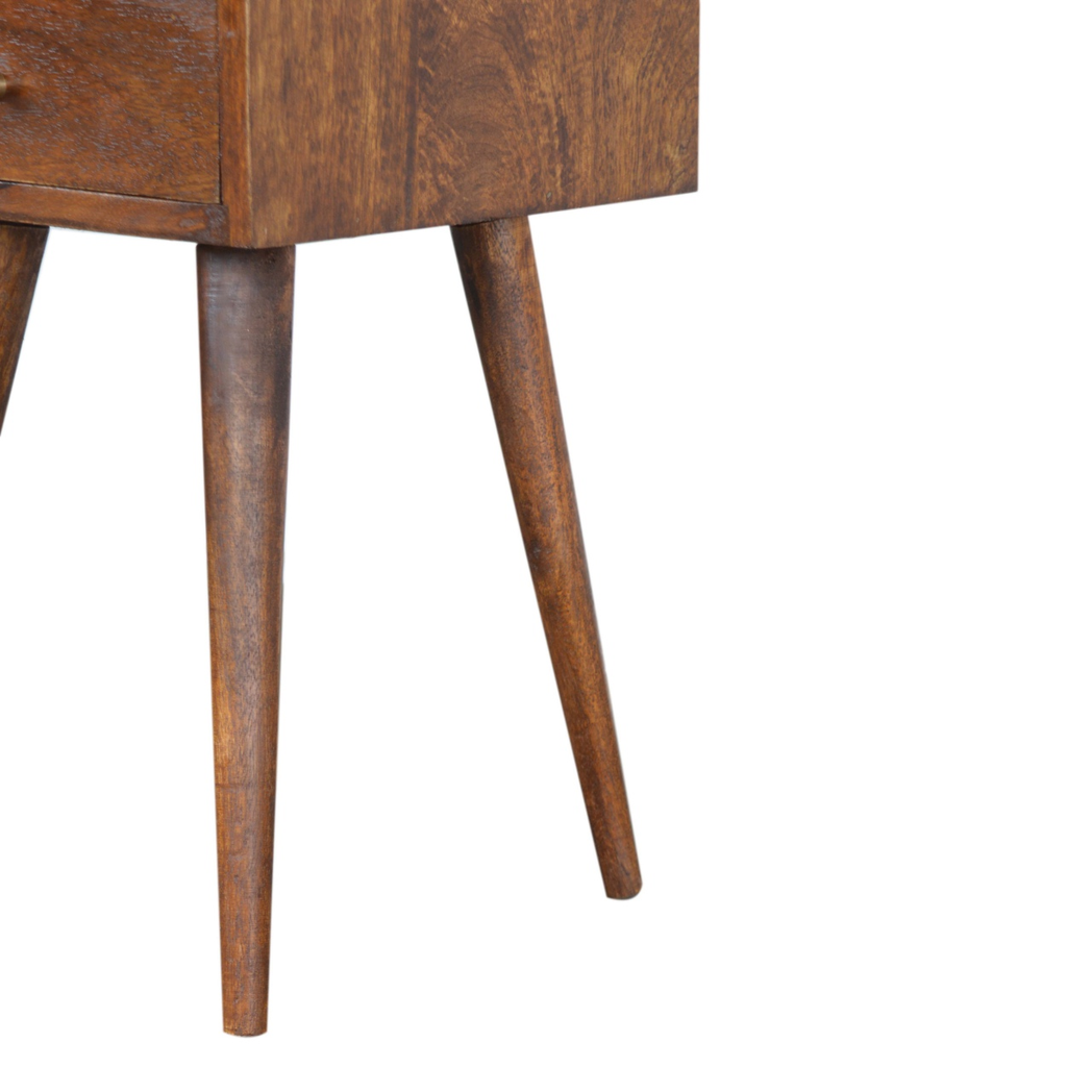 Artisan Furniture Solid Wood Mini Chestnut Bedside, 1 Drawer, 1 Open Slot, Brown