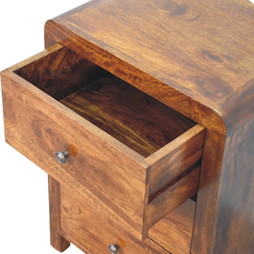 Artisan Furniture Solid Wood Aspen 3 Drawer Bedside, Dark Brown